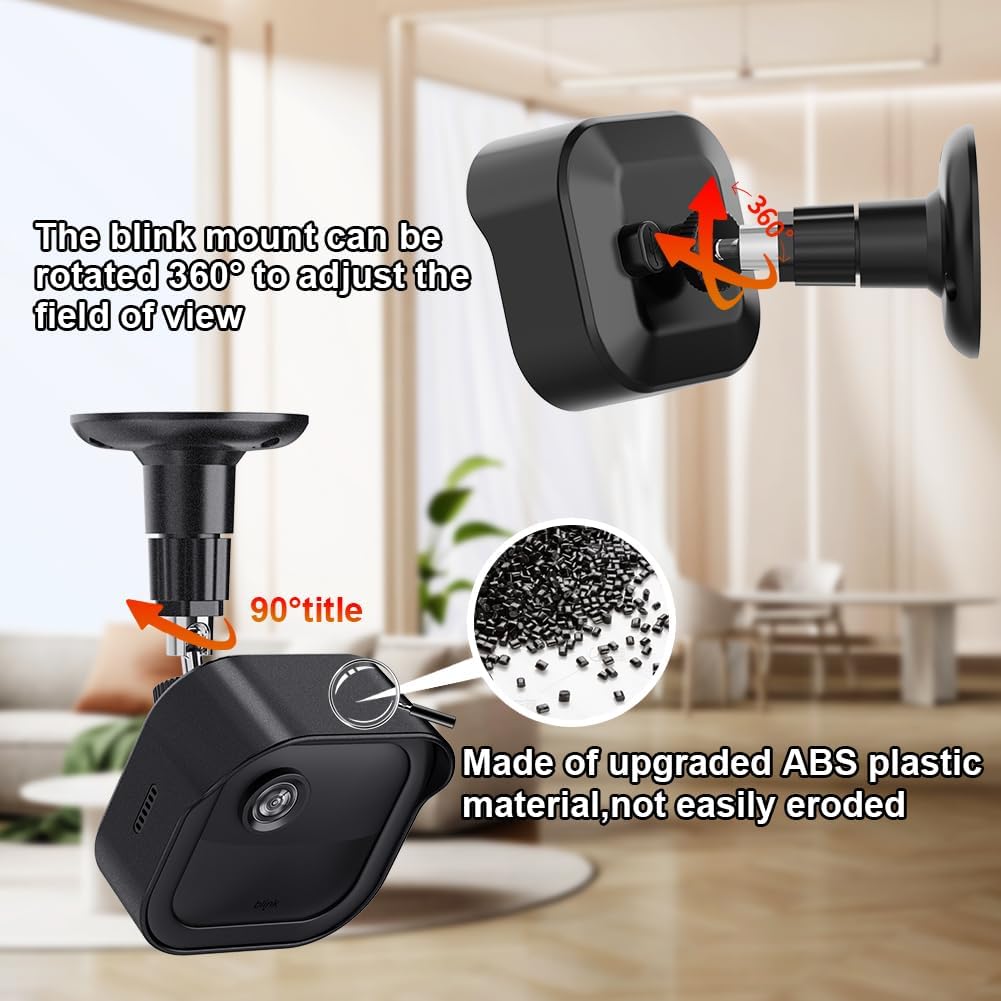Gresur All-new Blink Outdoor Camera Mount for Blink Outdoor 4/ 3rd Gen/Outdoor 2K+ Camera, 360 Degree Adjustable Wall Mount with Blink Sync Module Wall Mount, Blink Camera Not Included (3Pack, Black)