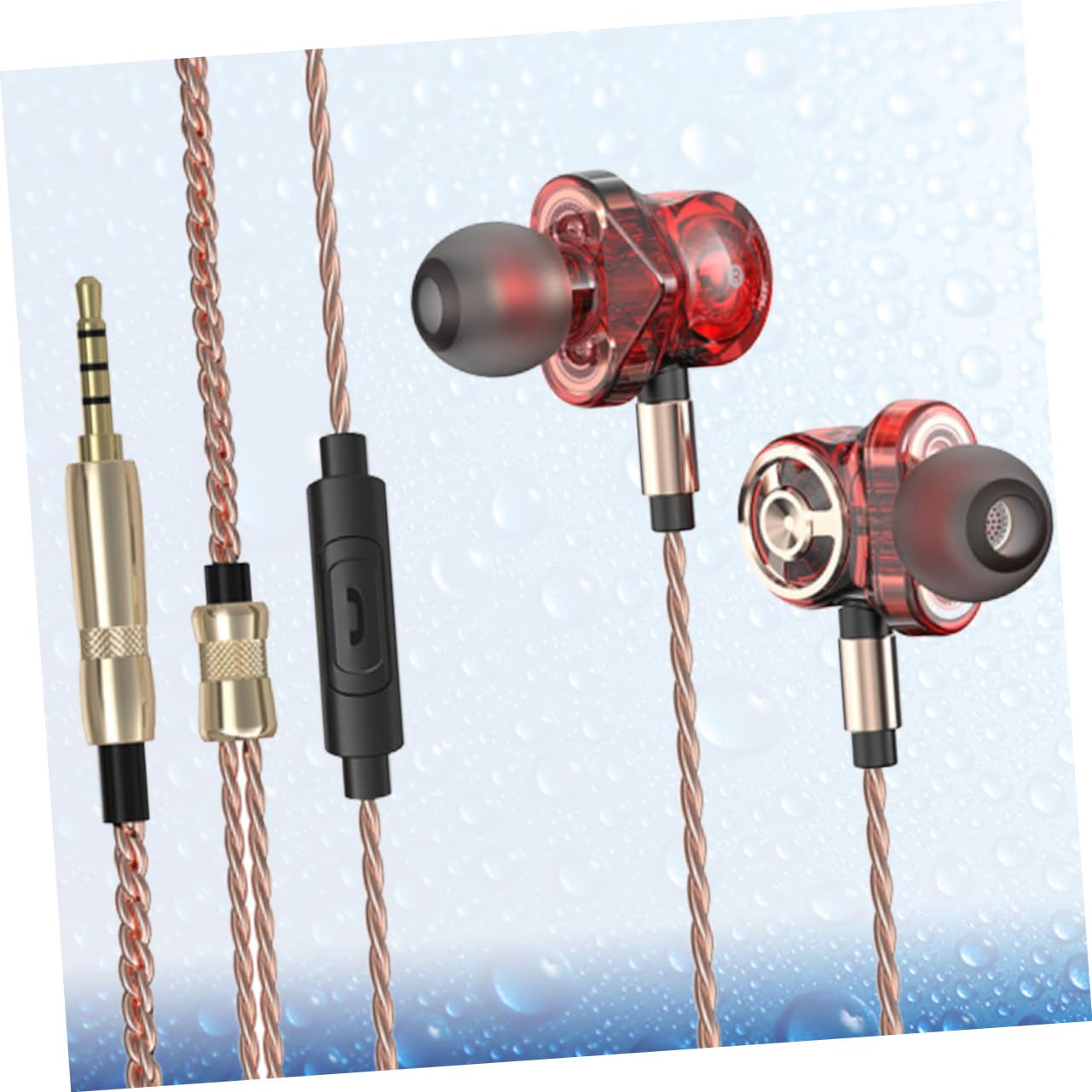 Auriculares Intraaurales Deportivos De Metal con Cable Trenzado para Música con Micrófono Rojos