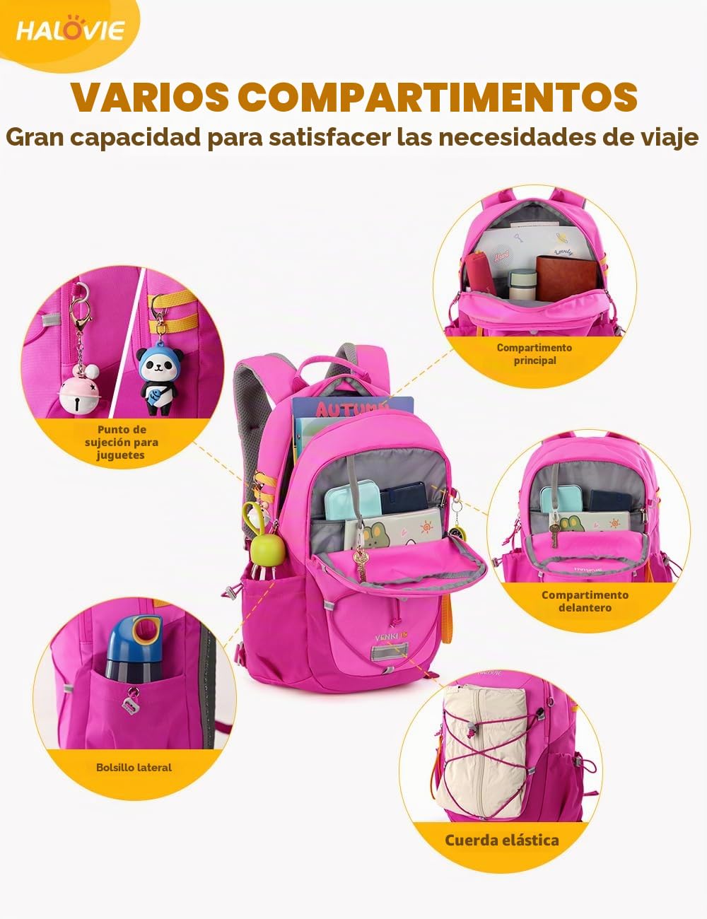 HALOVIE Mochila Infantil para Excursion Pequeña 15L para Niño y Niña, Senderismo y Trekking Ideal para Viajes y Escuela