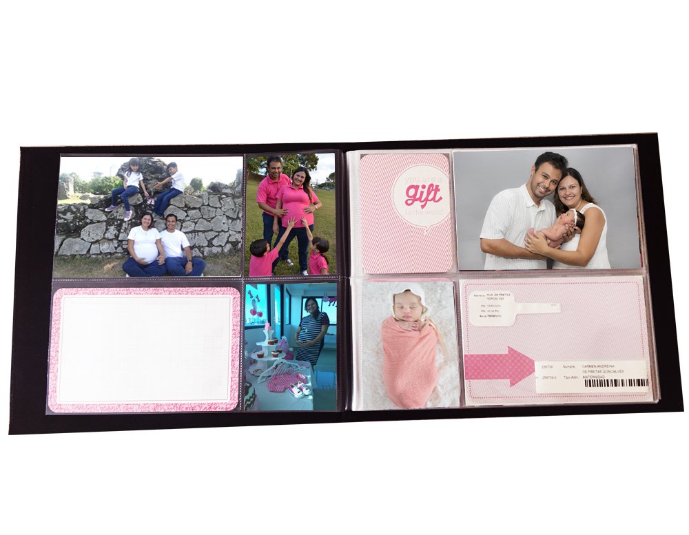 First Year Photo Album Kit “Baby is Here”, All-in-one bundle: Printed Photos + Baby Girl Journal Cards + Pink Photo Album + Digital Workbook with advice to get it done simple and meaningful