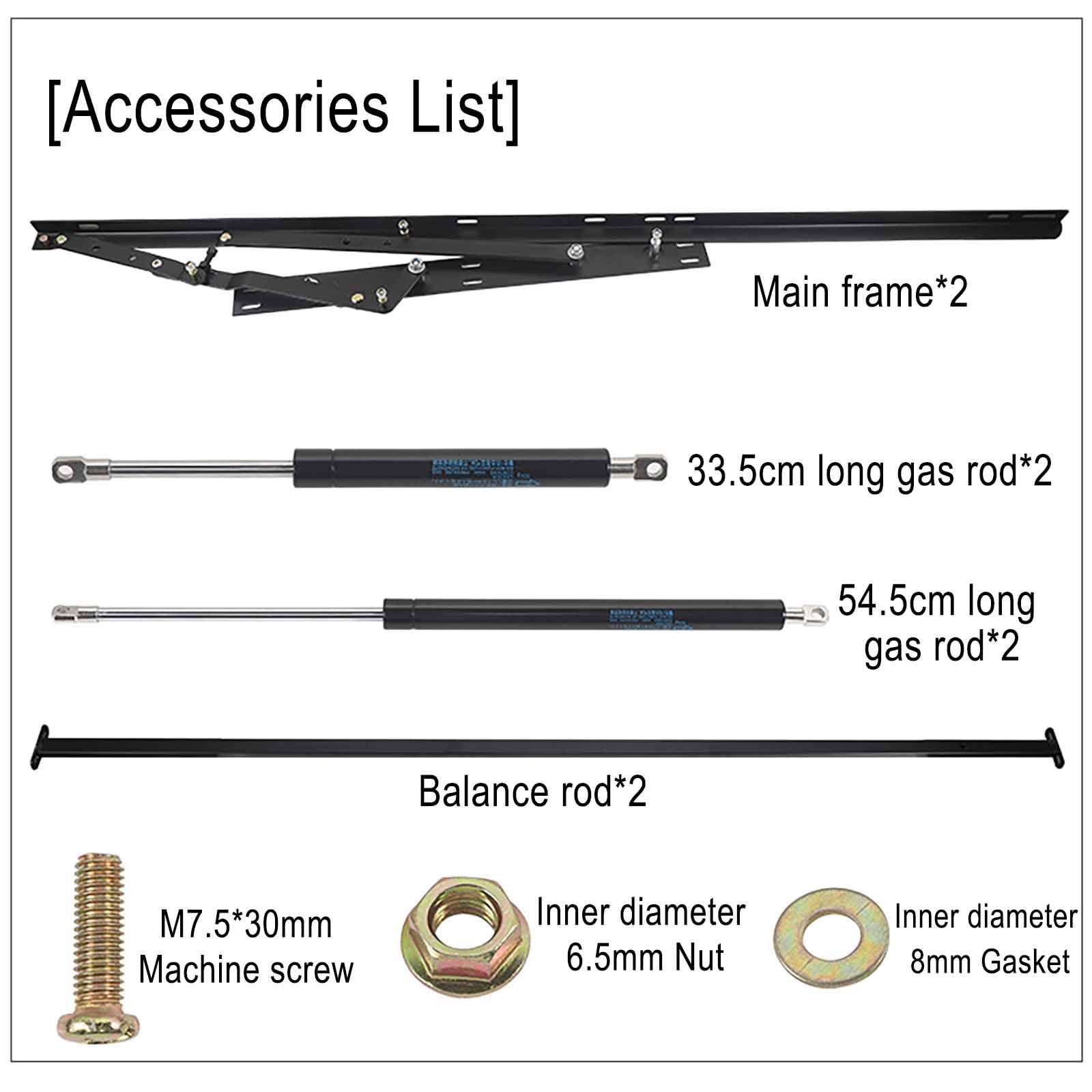 Mecanismo de elevación de amortiguador de gas, 2 piezas de 1510 mm, soporte de elevación de cama hidráulico con bisagra plegable neumática, sistema de elevación de colchón para subir y bajar