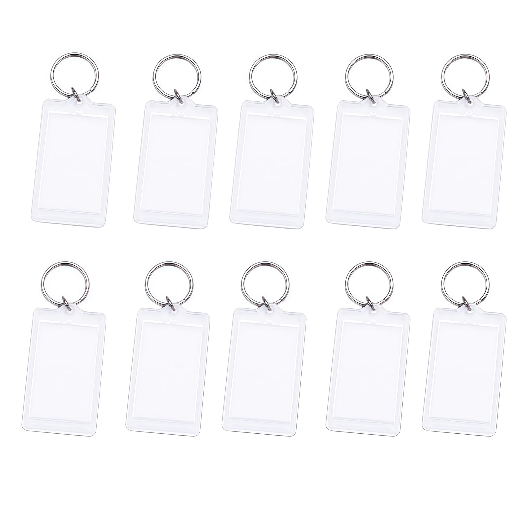 10PCS Clear Blank Photo Image Picture Frame Framework Keychain Key Buckle Ring(Rectangle)