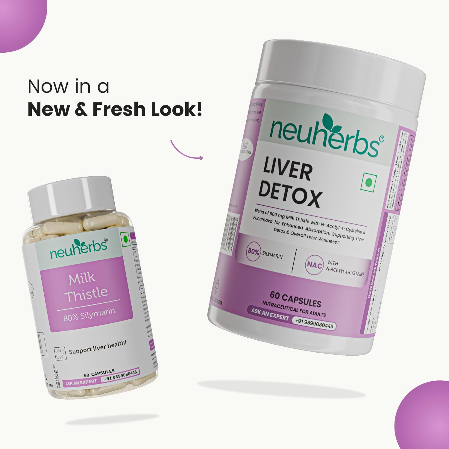 Neuherbs Liver Detox Capsules with Milk Thistle, NAC & Silymarin | Supports Liver Health, Liver Detox & Cleansing | Liver Support Supplement for Men & Women | 60 Capsules