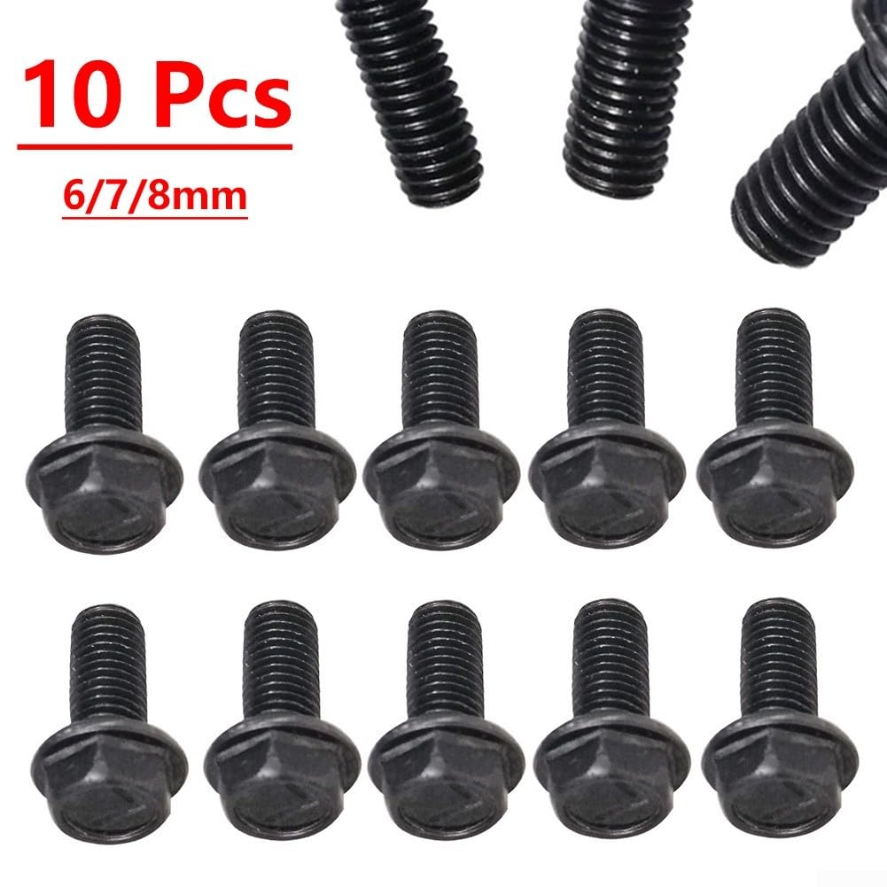 10 viti per lama per sega, M6, M7, M8, filettatura sinistra, in acciaio al carbonio, flangia esagonale, zincate, per parti di macchine da taglio (6 mm)