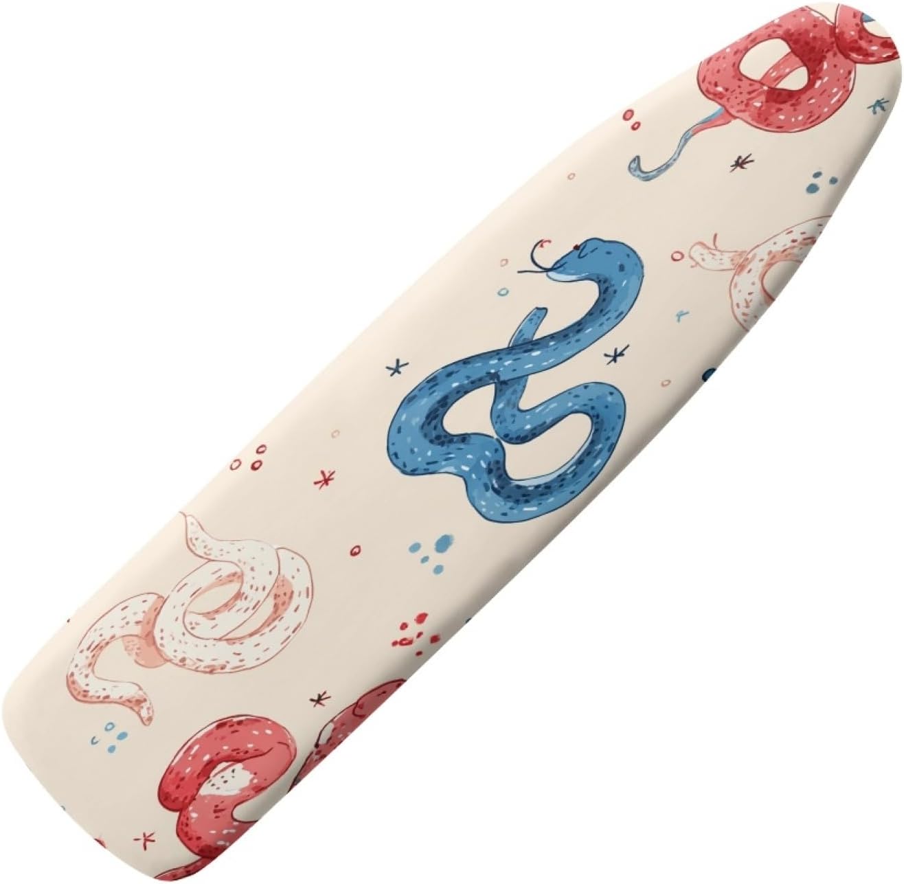 Padded Ironing Board Covers 18 X 49 Blue Red Snakes Ironing Board Pad and Cover Thick Replacement Drawstring Tightening & Lock, Easy Fit, Scorch & Stain Resistant, Non Slip