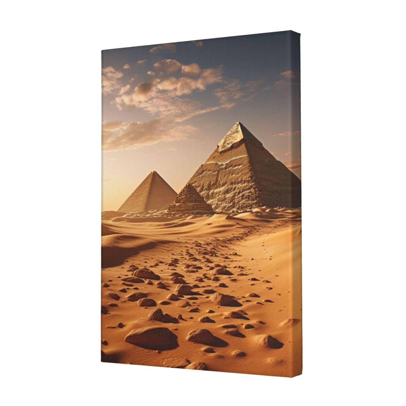 FodPand Pyramid Africa Desert Canvas Wall Art for Living Room Wall Decor 12"x18" Modern Artwork Painting Pictures Hanging Canvas Prints Aesthetic Wall Art for Bedroom Bathroom Office Wallart Decor