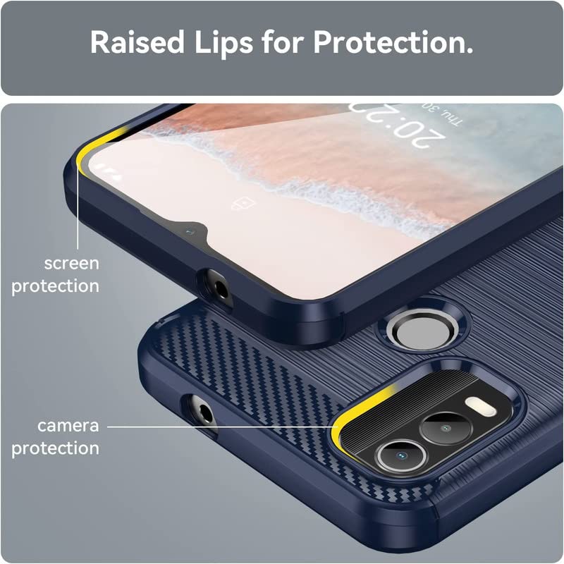 Image of NPRC Hybrid Ultra Slim Protective Case TPU Non-Slip Carbon Fiber Texture Shockproof Case Cover for Nokia C21 Plus - Blue