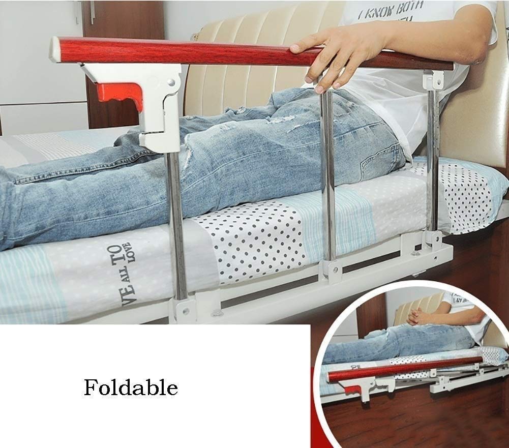 Barandilla De Cama Plegable Protector Lateral De Seguridad para Personas Mayores, Asa De Ayuda para Adultos Barandilla De Cama para Discapacitados Barra De Parachoques con Agarre De Metal pa