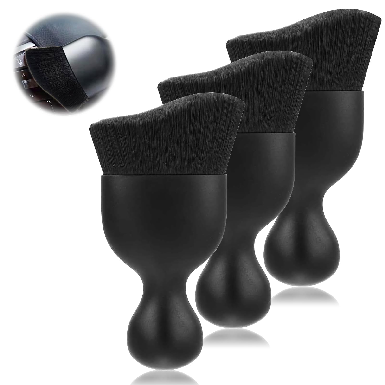 Quelcc 3 Stück Premium Auto Detailing Bürste Set, Weiche Borsten Bürsten für Innenreinigung, Kein Kratzer, Staubentferner für Armaturenbrett, Lüftungsdüsen & Zwischenräume