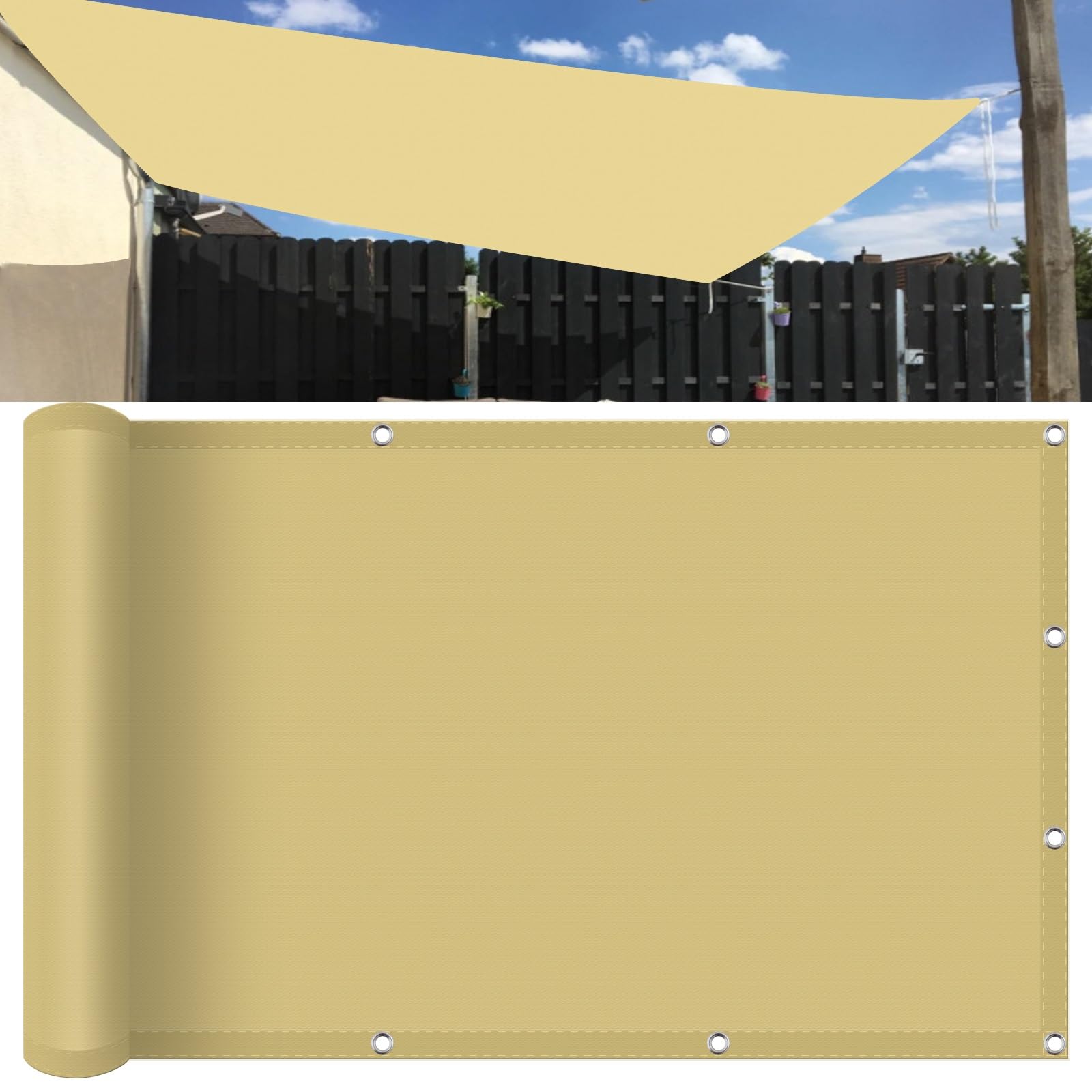 KLGFBDC Outdoor Sunshade Sail 360x500cm Rectangular Canopy with 95% UV Protection Durable WeatherResistant Garden Shade with Free Rope for Patio Balcony YardSand Yellow