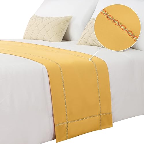 Vista 30 de Camino de cama de 102.4 x 19.7 in para cama King, mantas para pie de cama, color beige, camino de cama, bufandas para dormitorio, hotel, sala