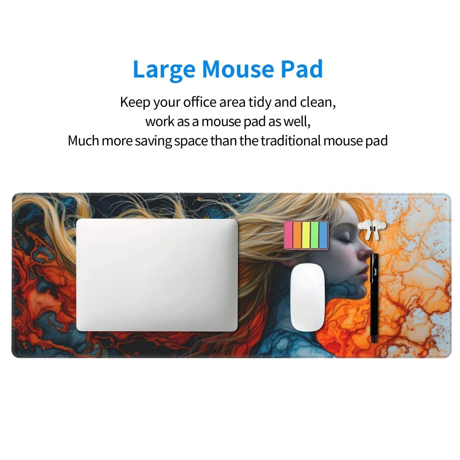 Tappetino Mouse, Tappetino Mouse Gaming Grande XXL 1500x800x3mm Tappetino Scrivania Mouse Pad, Base in Gomma Antiscivolo, Bordi Cuciti,Lavabile, Mousepad per Ufficio e Gaming (bellezza) R-498
