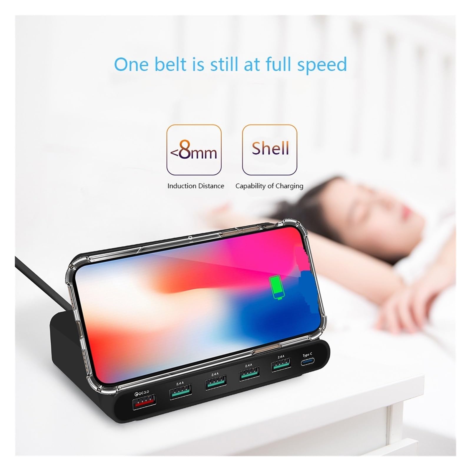 Chargeur sans Fil for Smartphone, Adaptateur De Charge Rapide Multi-Port USB 3 en 1, Adaptateur d'alimentation for Smartphone Sécurité Rapide