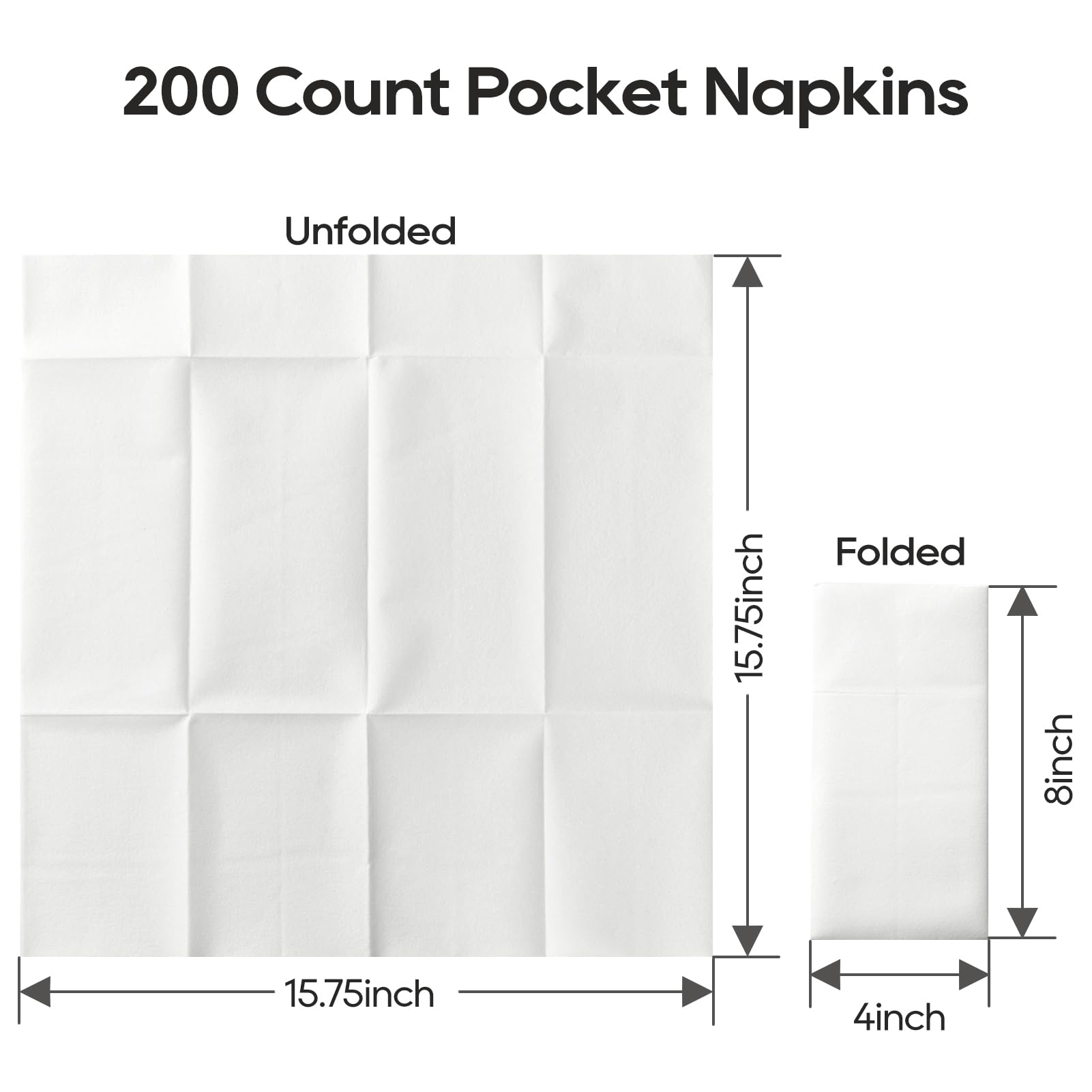 FOCUSLINE 200 servilletas desechables como servilletas, bolsillo integrado para cubiertos, servilletas de papel preplegadas blancas, servilletas de cena con tacto de lino para bodas, fiestas o eventos