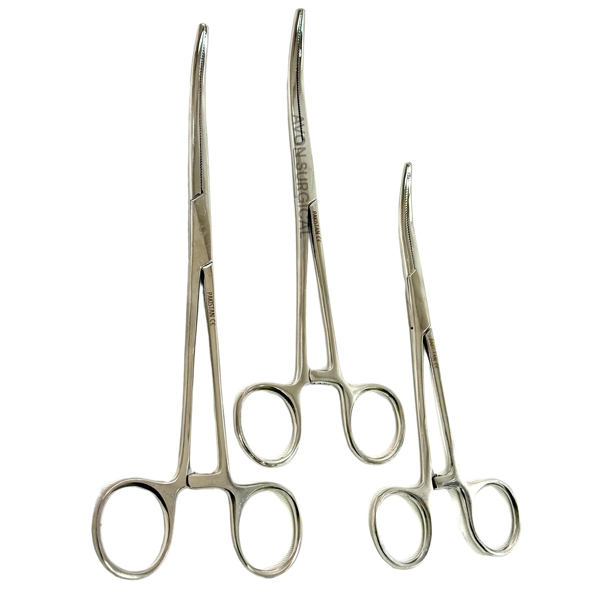 3 Pack - Hemostat Forceps Curved Serrated 6" + 8" + 10" Ratchet Locking Mechanism Clamping Tissue Forceps Ideal for Nurses, Fishing, Crafts and Hobby