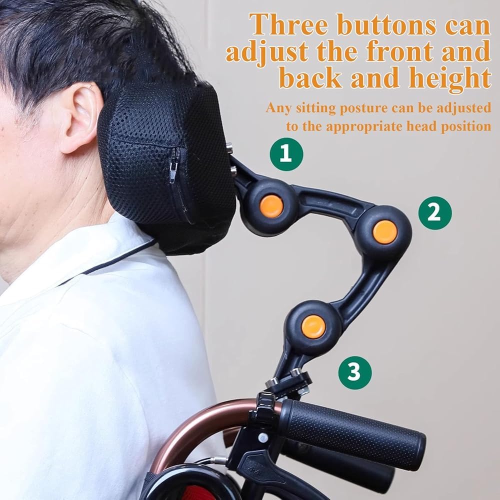 Reposacabezas ajustable para silla de ruedas con soporte para el cuello y respaldo ergonómico, almohada cómoda para posicionamiento de la cabeza y cuidado de la movilidad