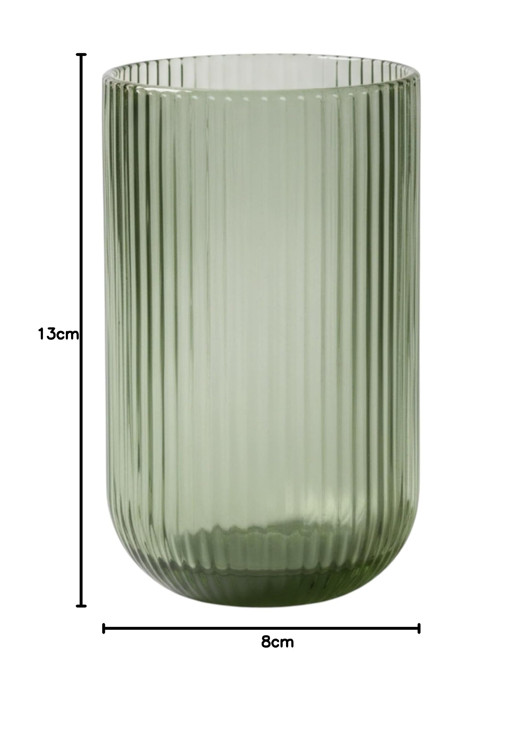 GMMH 6er-Set Geriffelte Trinkgläser und Weingläser, Line, Linie Geriffelt, Ribbed, Glas, Longdrinkgläser, Cocktail Gläser mit Prägung, Trinkglas, Weinglas, Wasserglas (Grün Trinkglas)