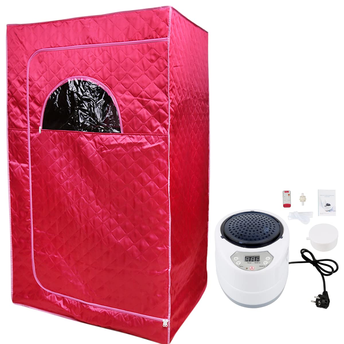 Sauna a Vapore Portatile 80×100×170 cm con Generatori di Vapore 2 Letti, Cabina Sauna Casa Impermeabile, Personal Sauna-SPA Completo del Corpo (Rosso)
