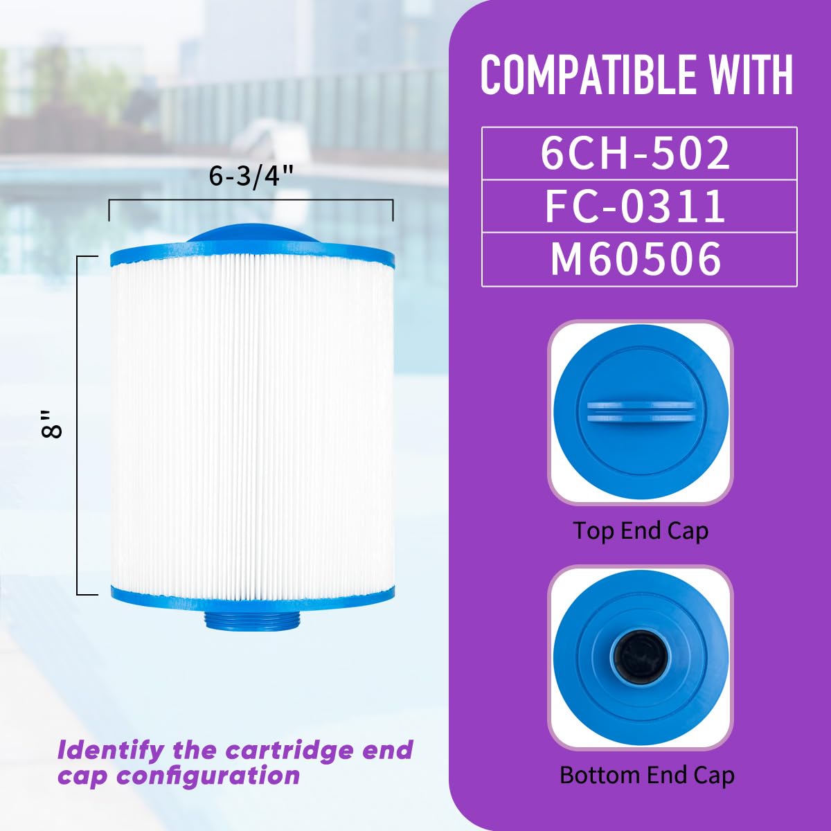 ZOTEE Spa Filter Replaces Artesian Spas, Unicel 6CH-502, Filbur FC-0311, PAS50SV-F2M, PAS50, Master Deluxe M60506, Excel XLS-604 Darlly 60506 Hot Tub Filter, 2 Pack