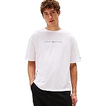 Tommy Hilfiger Uomo T-Shirt Maniche Corte Logo con Scollo Rotondo, Bianco (TH Optic White), XXL