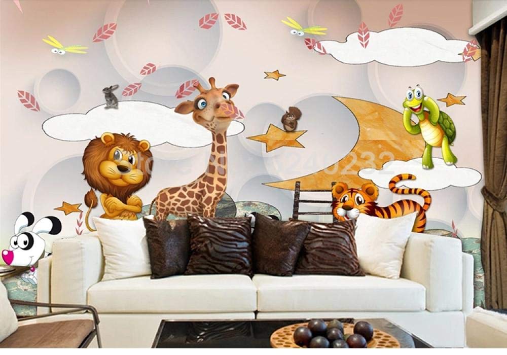 Papier peint mural 3D animaux de bande dessinée WLLLO pour chambre 400x280 cm