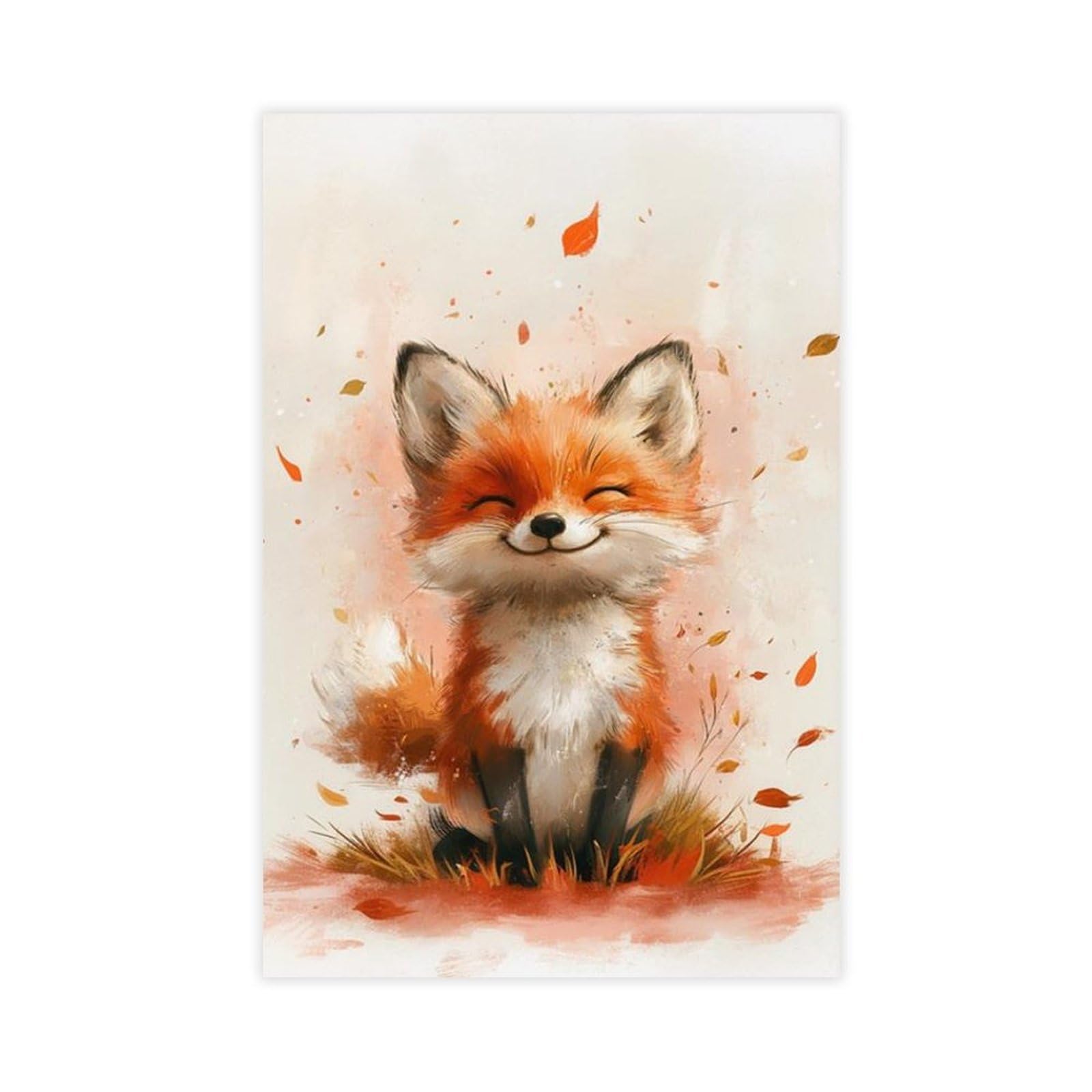 Qnvjqkdsi Unframe Watercolor Fox Art Poster Canvas Poster Bedroom Decor Landscape Office Room Decor Gift 24" L X 36" W