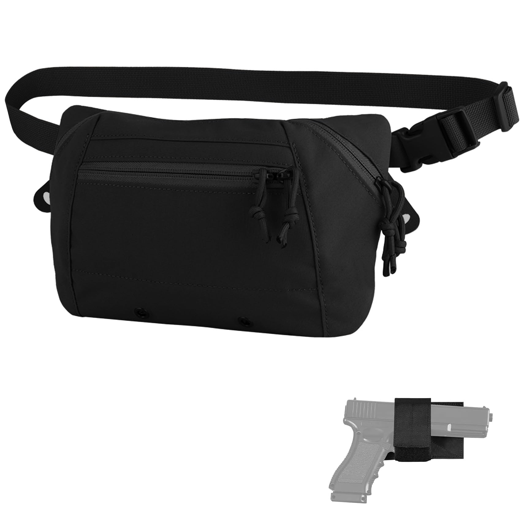 Jarocye Tactical Fanny Pack for Men Women with Concealed Carry Compartment, EDC Waist Bag with Adjustable Belt and Zippered Pockets, Lightweight and