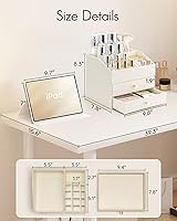 Vista 7 de VLANDO Makeup Organizer for Vanity,Large Capacity Countertop Organizer with Drawers, PU Leather Cosmetic Display Case for