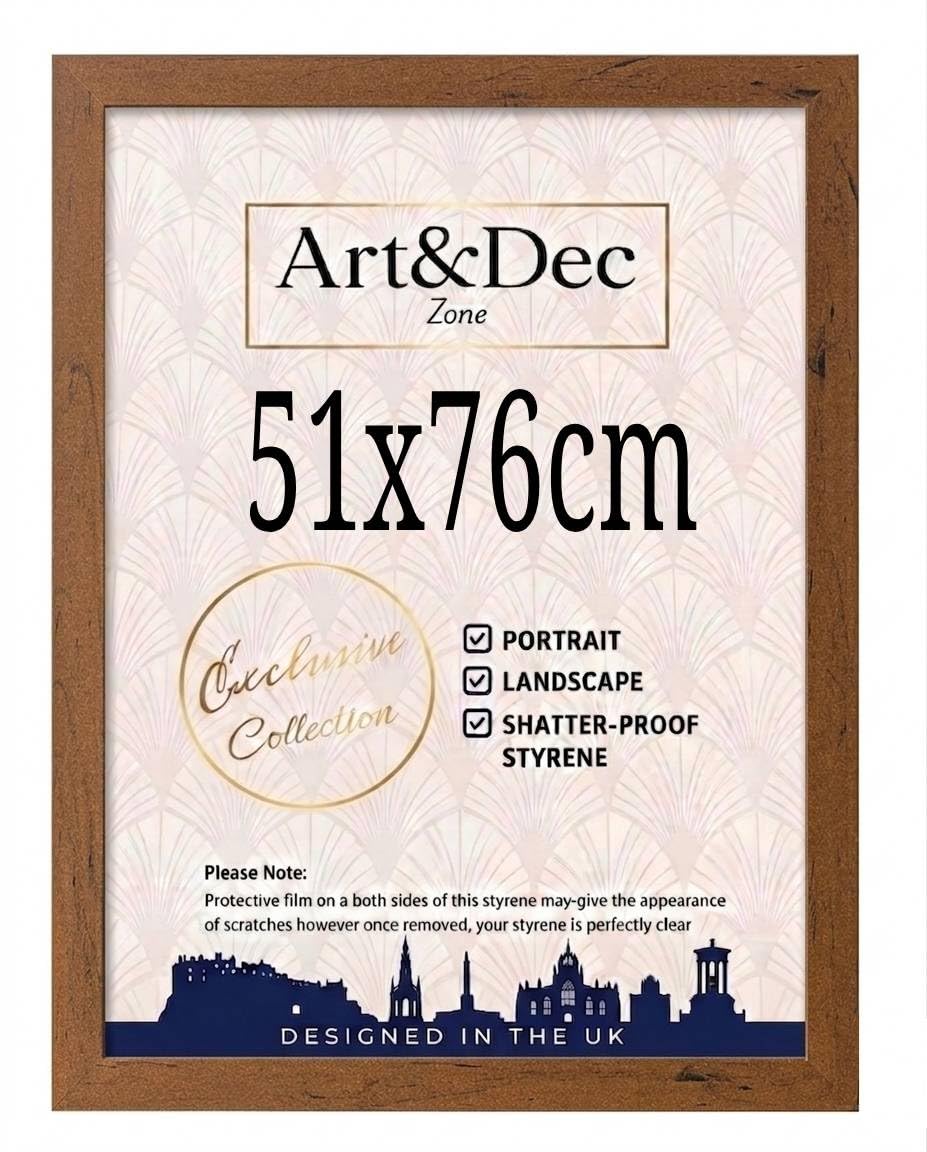Art & Dec Zone® Elegant Walnut Wood Finish Frame 51x76 cm MDF Picture Frame with Shatterproof Acrylic - Wall Hanging Poster Home & Office Decor — image 1