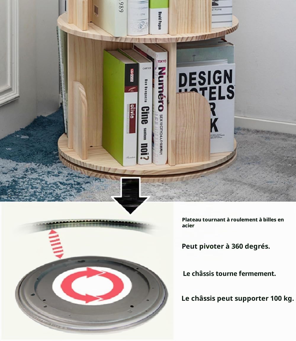 Heehee Bibliothèque rotative à 360° sur Pied pour Enfants et Adultes (5 Niveaux)