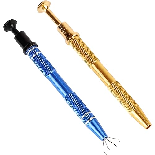 BACUTHY 2 Pack Jeweler's Pick Up Tool, Stainless Steel Piercing Ball Grabber Tool, Pearl Grabber Pick Up Tool with 4 Prongs for Tiny Objects Ic Chips Electronic Components1