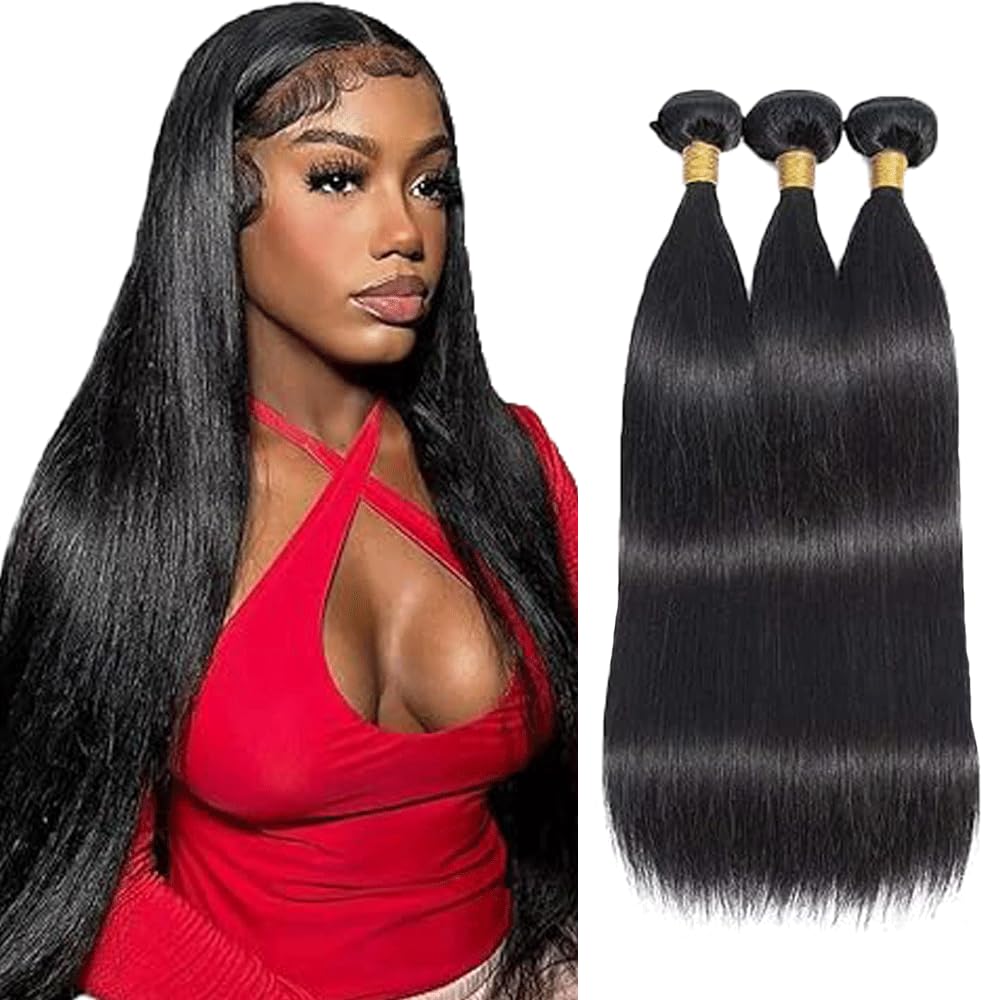 Hiar - Parrucca brasiliana vergine da donna, capelli umani lisci #1B, colore nero naturale, con perdita minima per capelli da donna, 30,5 cm, 30,5 cm, 30,5 cm