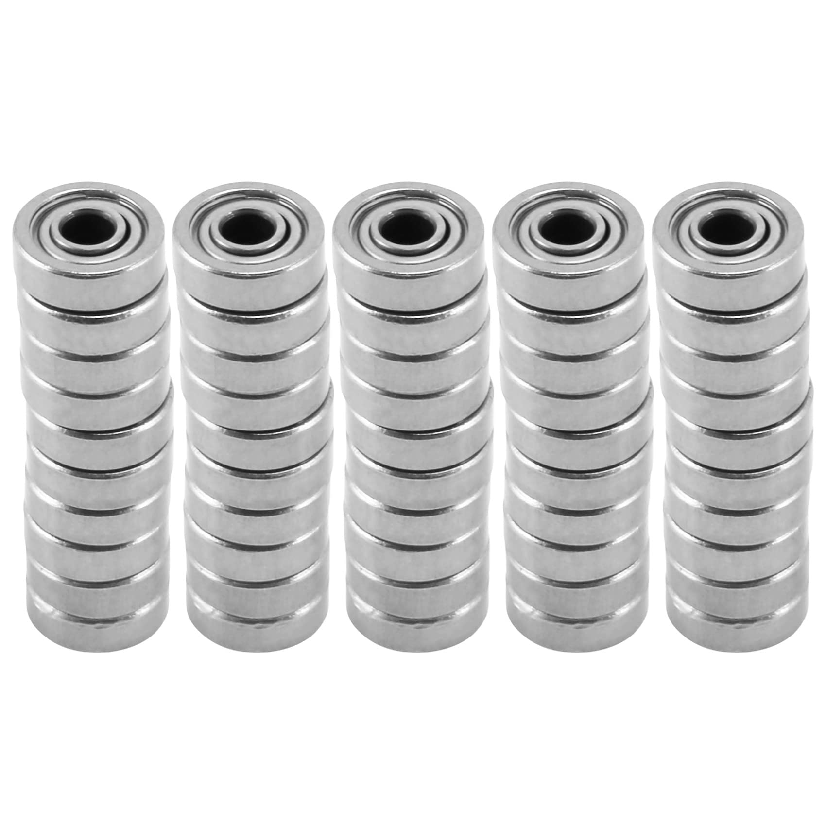 Jnchdghwa Silver 50Pcs Miniature Sealed Metal Shielded Metric Radial Ball Bearing Model: 604 Zz 4X12x4mm