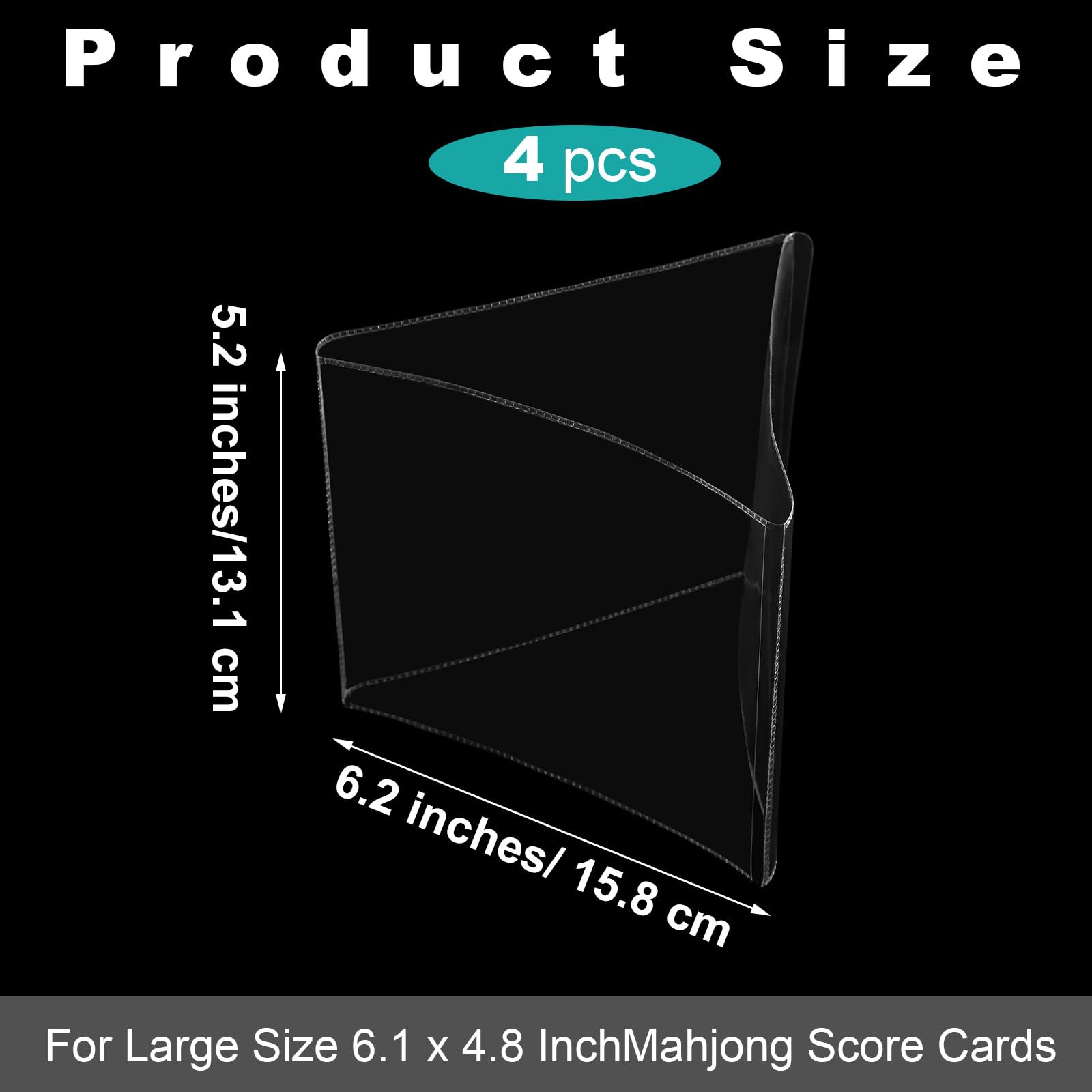 RattanView 4 Pcs Mahjong Card Protector Cover Holder Accessories Plastic Clear Large League Scorecard Cover Mahjong Sleeve Case Gifts (Transparent)