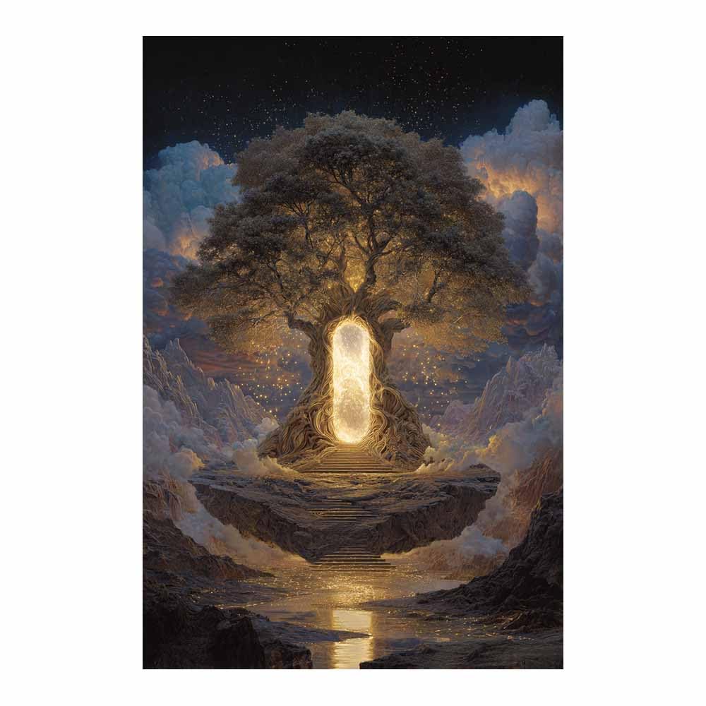 XENIOU Tree Of Life Golden Ray Water Tree art prints, decorative paintings, for Living Room Bedroom Office Home Wall Decor.(Multicolor)-80x120cm Unframed