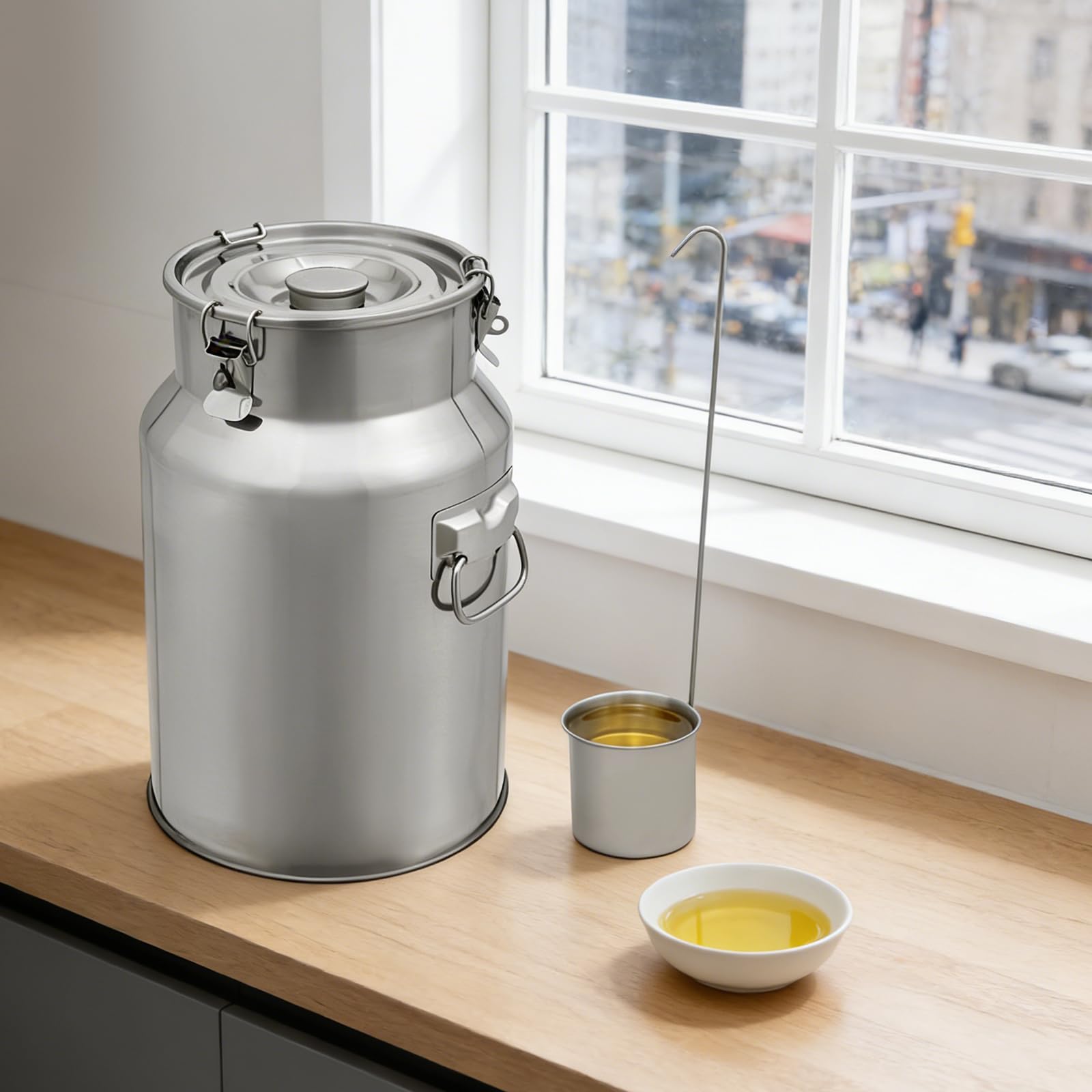 Barile da 18 litri in acciaio inox, bricco per latte in acciaio inox, coperchio a prova di perdite, con chiusura a serraggio e anello di tenuta in gomma, bricco per il latte per il trasporto o la