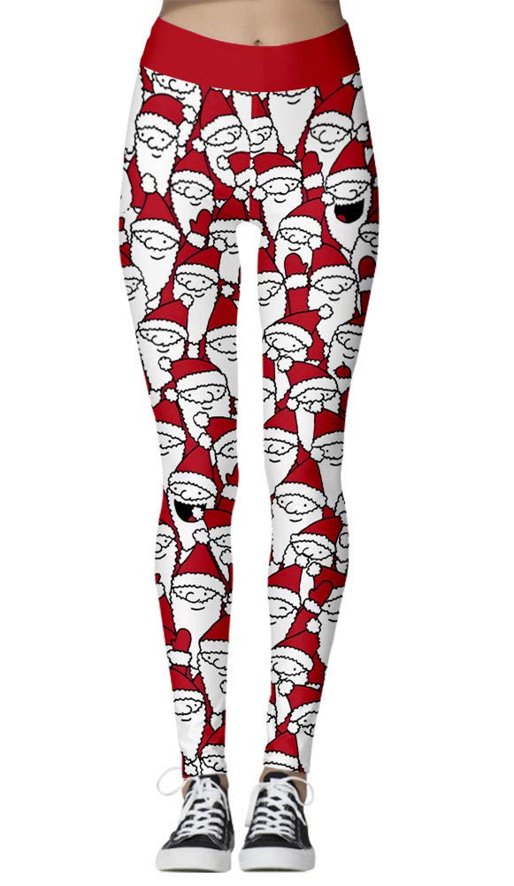Imbry Women's Christmas Costume Leggings Workout Running Tights Yoga Pants (L/XL,Pattern 010)