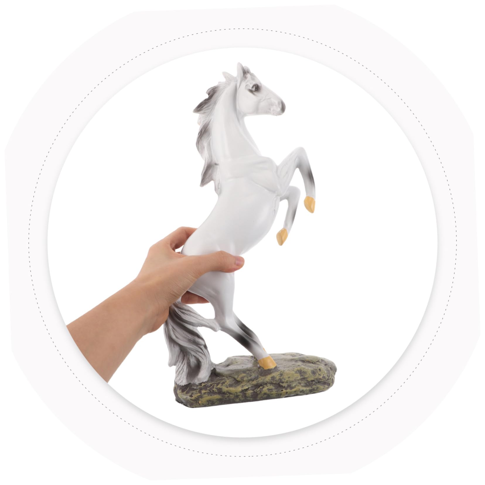 Figura de Corativa de Caballo de Resina en Color Claro