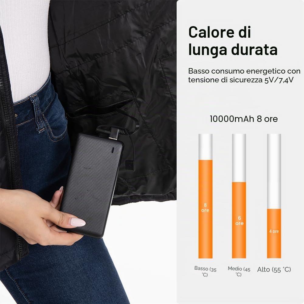 Rescien Gilet riscaldato da uomo e da donna, con 15 zone di riscaldamento, 3 livelli di temperatura, compatibile con 5 V/7,4 V, gilet elettrico USB, giacca riscaldabile, unisex, caldo
