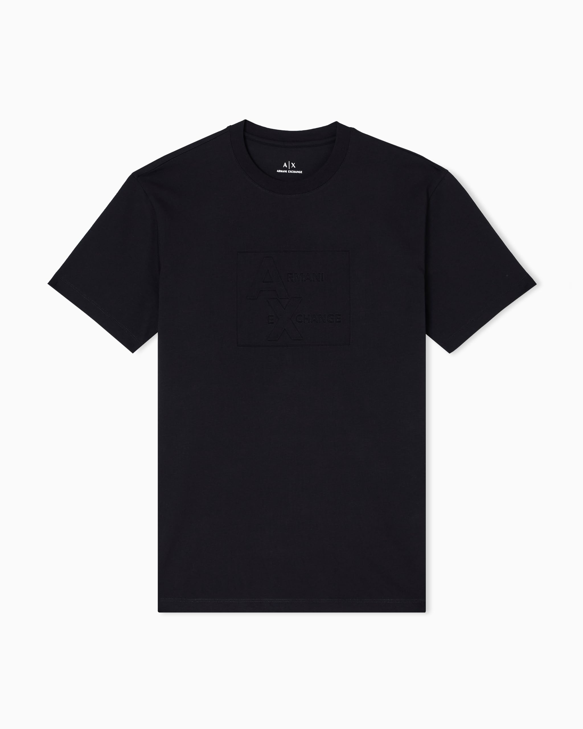 Armani Exchange Men's Short Sleeve Tone on Tone Logo Round Collar T-Shirt Black M, Black, M