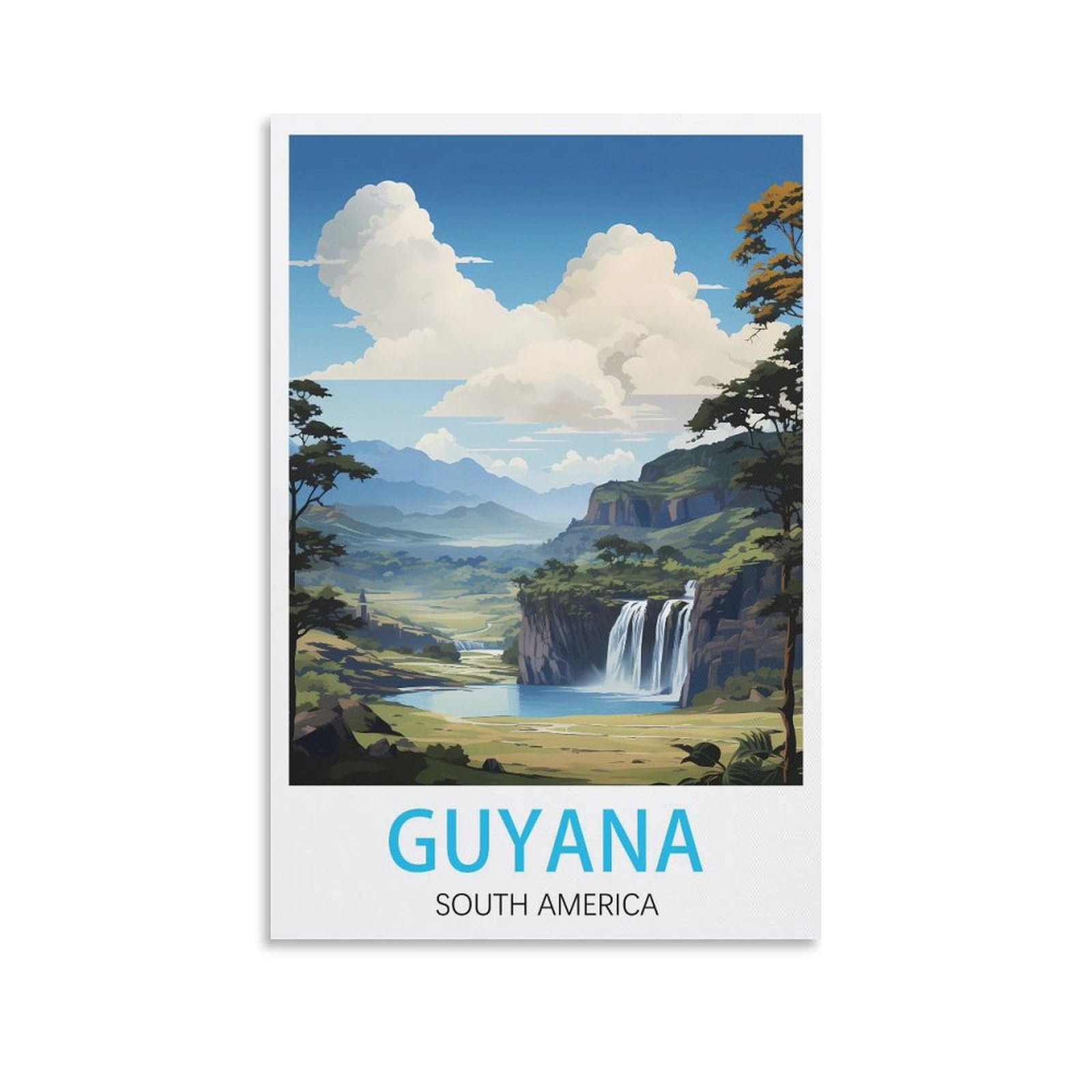 EZMLFA DIY Diamond Painting Guyana South America 5D Landscape Diamond Painting Kits for Adult, Gem Art Crystal Art Kits for Adults, for Home Wall 50x60cm