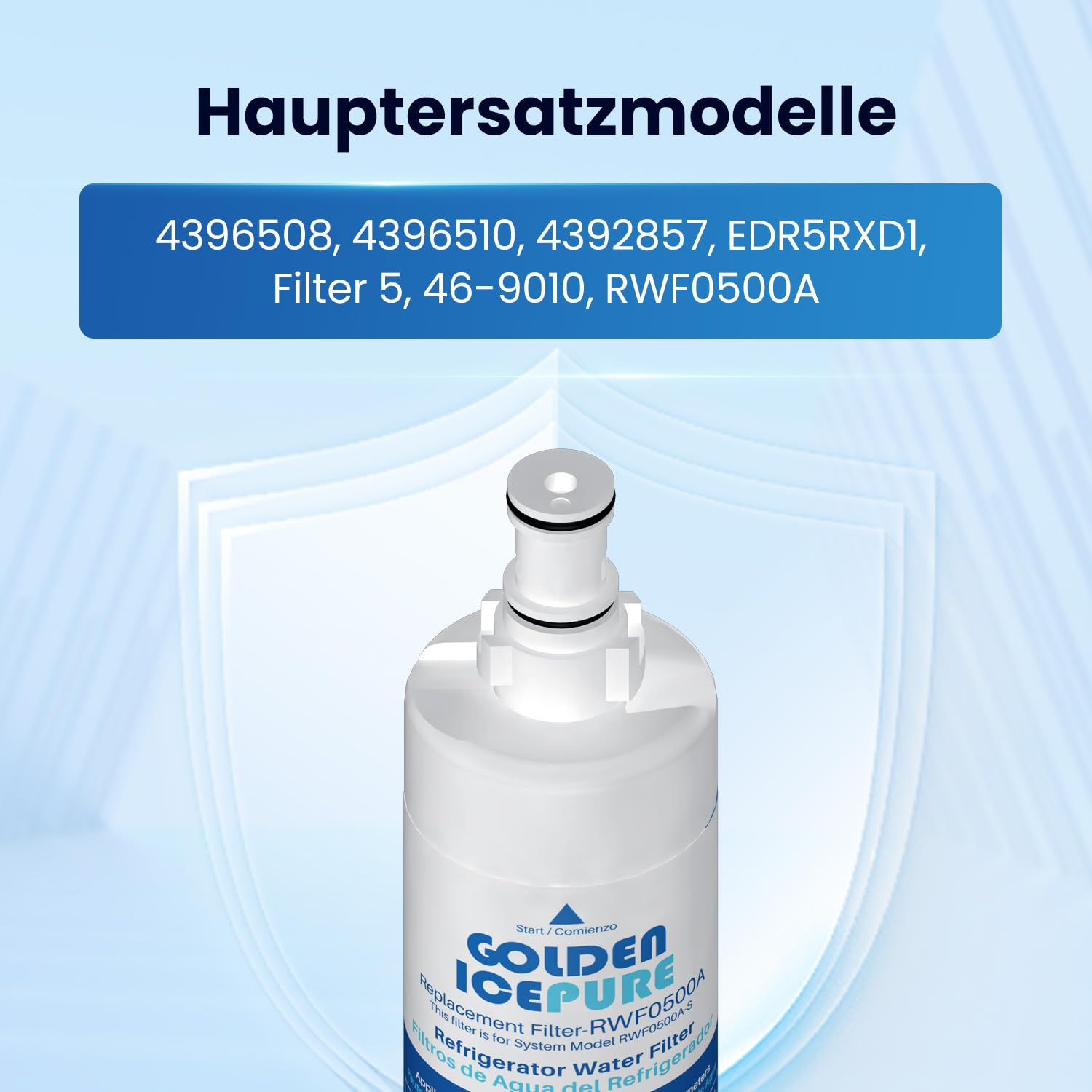GOLDEN ICEPURE Filtr wody do lodówki Kompatybilny z Whirlpool 4396508, Maytag, KitchenAid, SBS002, S20BRS, 481281729632, 461950271171, 481281728986, 2 sztuki