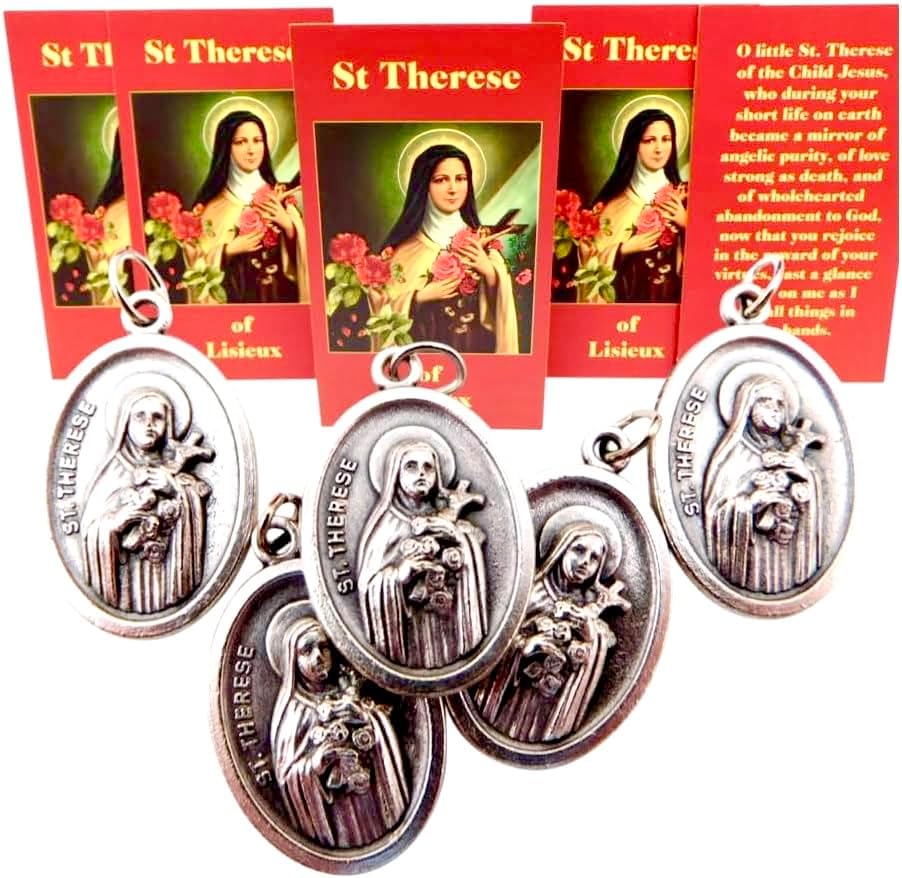 Westmon Works St Therese of Lisieux Medal Bulk Pack Bundle with Saint Prayer Cards, Set of 5