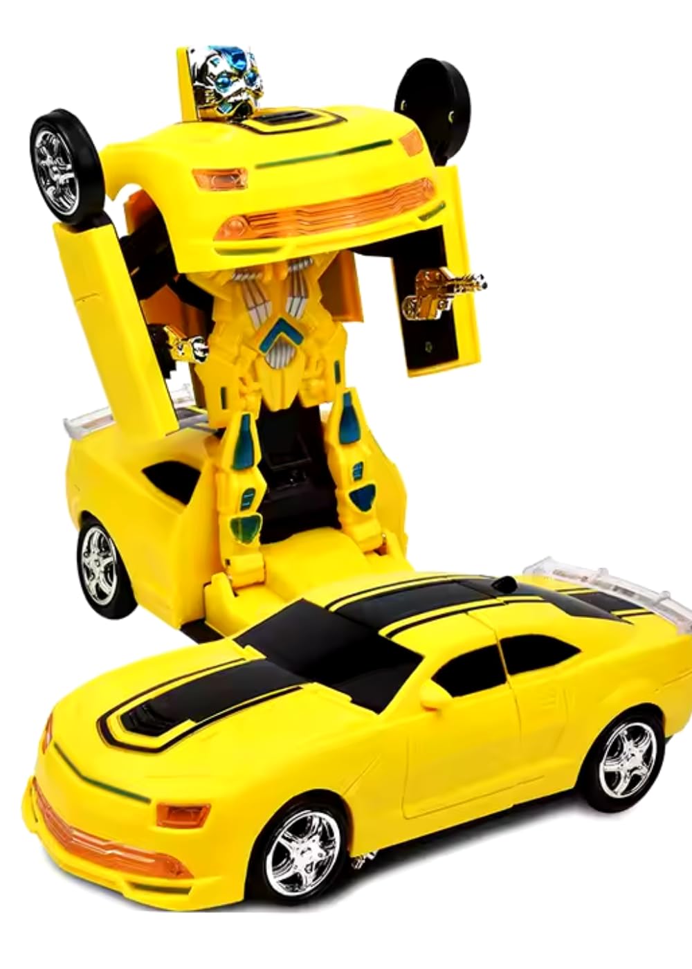KRIMION® Toy Robots Battery Operated Converting Toy Car to Robot, Robot to Car Automatically with Light and Sound for Kids Indoor and Outdoor(Style-2) 4