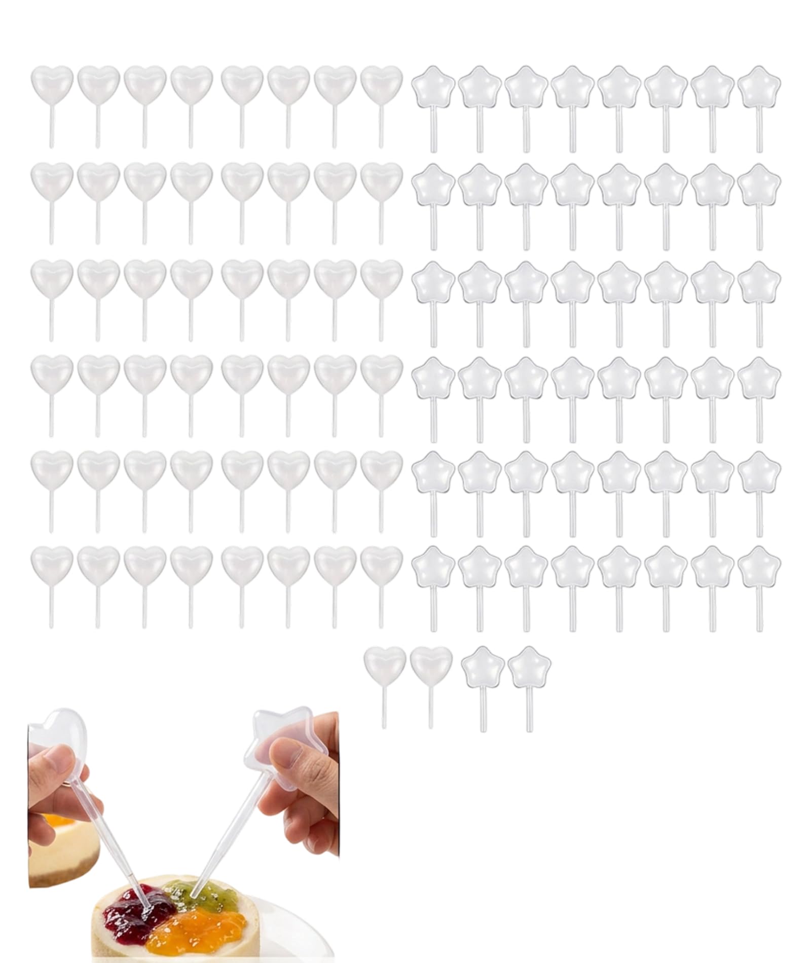 100PCS Pipette Droppers, 4ml Capacity Filler Droppers for Precision Dessert Decorating and Controlled Sauce Injection, Star and Heart Shape Cake Accessories for Baking and Craft Activities-image-21