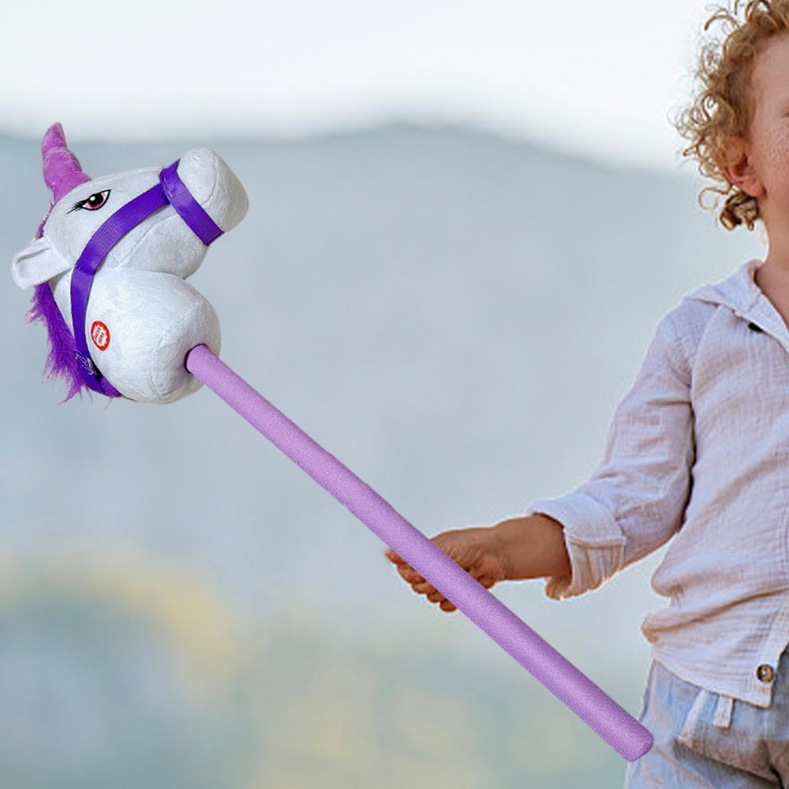 Bastone da Equitazione in Peluche, Giocattolo Ideale per Le attività All'aperto, Viola Bianca