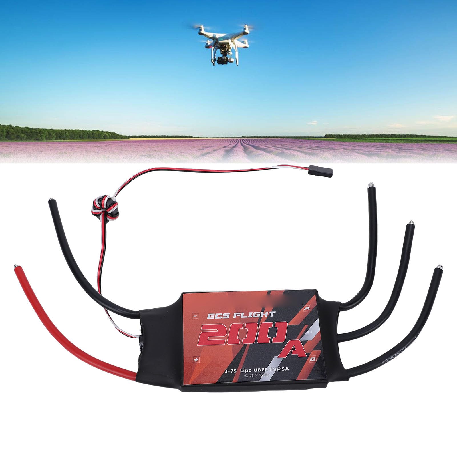 CHICIRIS RC ESC, 200A Elektronischer Geschwindigkeitsregler Open Source Bürstenloser ESC für RC Starrflügelhubschrauber mit Mehreren Achsen