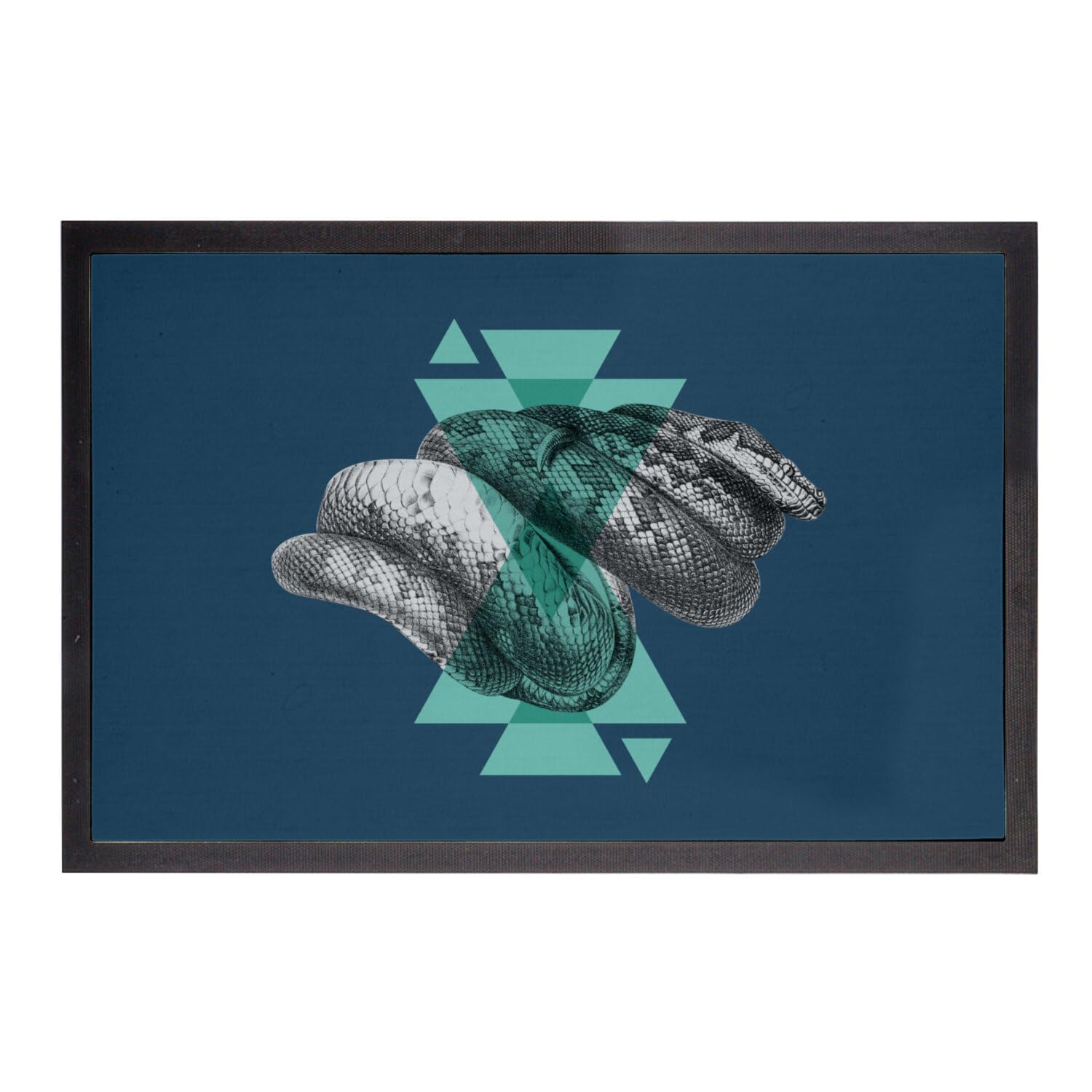 Paillasson Bleu Serpent Tapis Entrée Original Géométrie Minimaliste 60x40