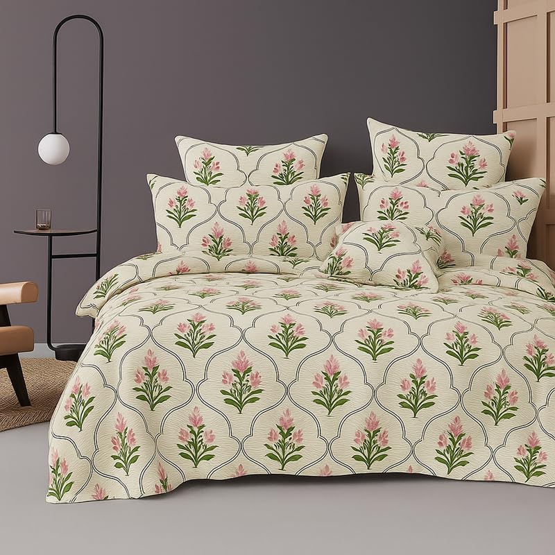 BSB HOME Premium Cloud Cotton Fitted Bedsheets with 2 Pillow Covers for King Bed | 300-320 TC | Size 78x72+10 Inches | Pink White| Soft, Durable and Deep Pocket 360 Fitted Sheet