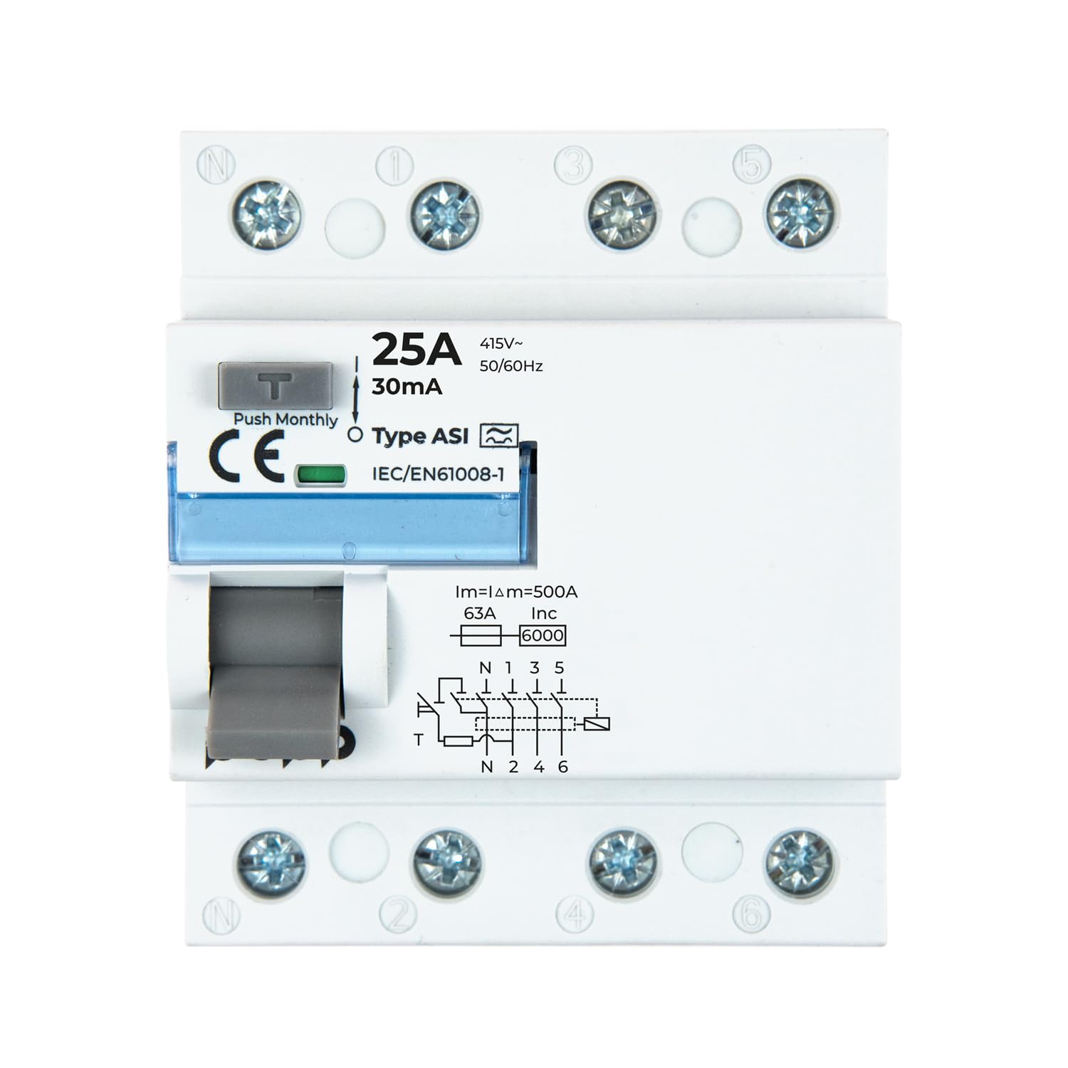 POPP® Electric Interruptor diferencial (RCCB) Superinmunizado gama industrial 3P+N clase ASI 30mA/300mA (25A, 30mA)